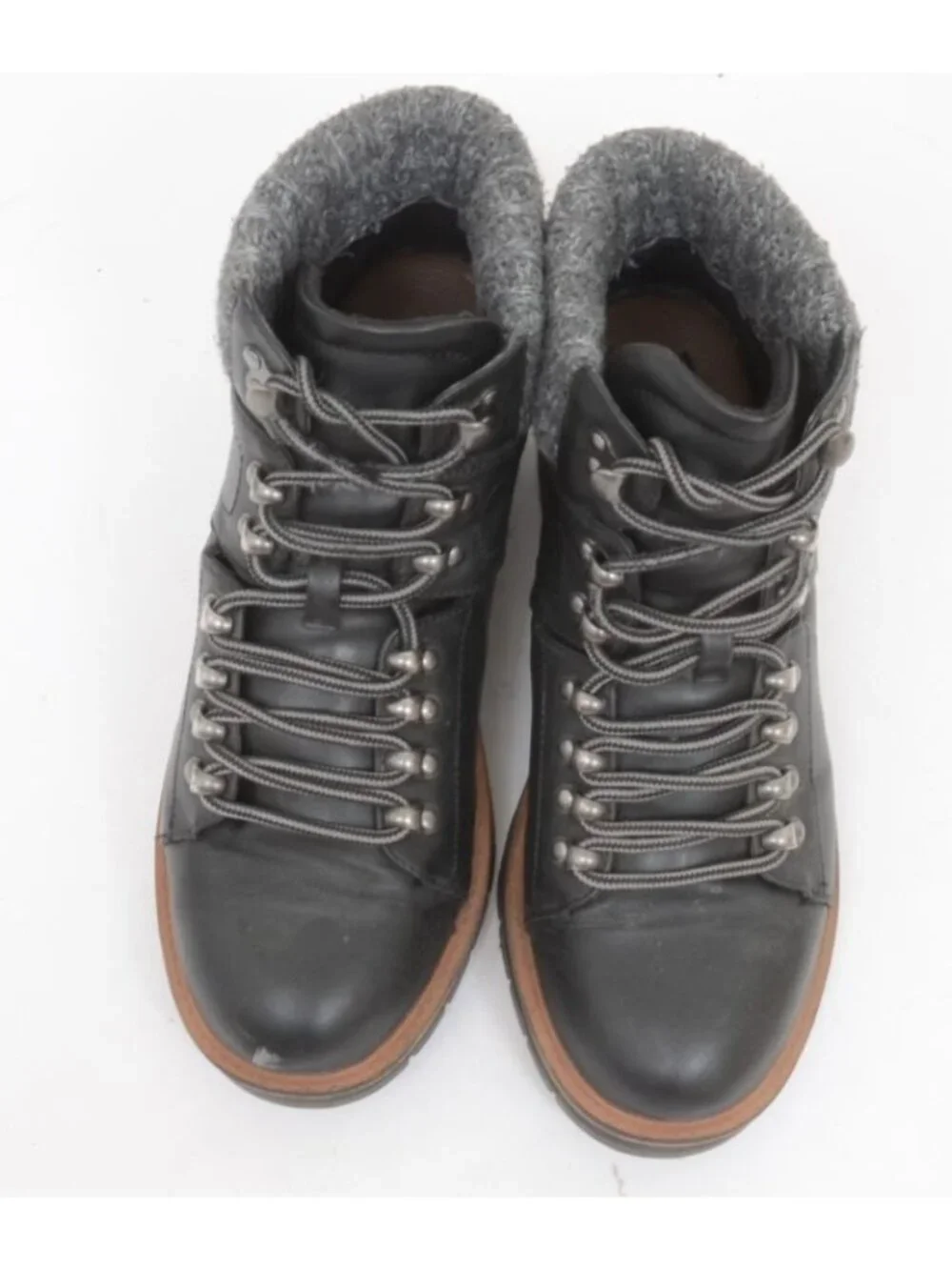 MIA Women's 7.5 Sweater Cuff Black Vegan Hiking Ankle Boots Warm Winter Lace Up